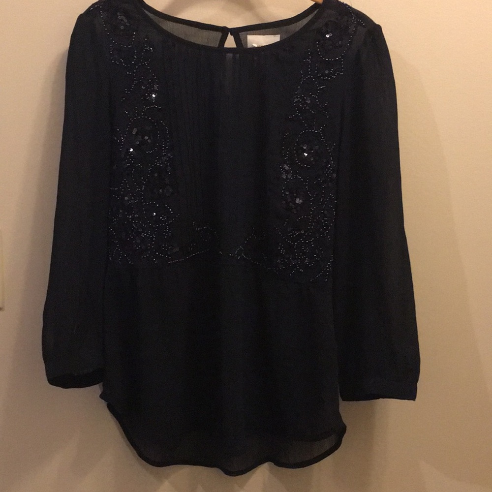 Maeve top Anthropologie worm 3x size 10. Navy blue
